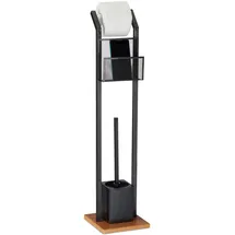 Relaxdays Relaxdays, WC-Garnitur mit Ablage, Papierhalter, WC-Bürste, Bürstenhalter, quadratischer Fuß, Holzoptik, H 78 cm,