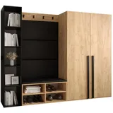 ABIKS MÖBEL Garderoben-Set MIRO Set 4, Garderobe mit gepolsterten Paneelen, Modern Design schwarz