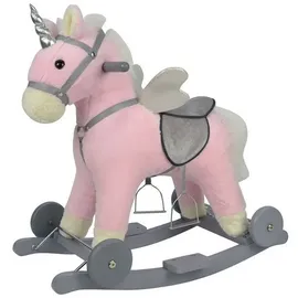 Chipolino Schaukeltier Einhorn Sound Räder Holz Steigbügel sattelförmiger Sitz rosa