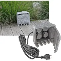 ChiliTec Aussensteckdose 4-fach, 5m Kabel Stein-Optik IP44