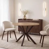 WFL GROUP Valio Ø 90 cm ausziehbar 130 cm braun