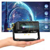 onoayo Beamer【Elektrischer Fokus & Auto Keystone & 360°Drehbar】 Mini Beamer, WiFi6 Bluetooth5.2 Projektor, 1080P HD Beamer Klein Heimkino, ONOAYO Beamer Handy mit Leisem Verstellbarem Ständer und 70% Zoom