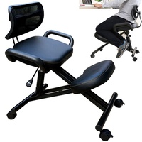 DBMGB Kniestuhl, Kniestuhl Ergonomisch Höhenverstellbarer Kniehocker Schreibtische mit Rädern und Rückenlehne, Linderung von Nacken- und Beinermüdung