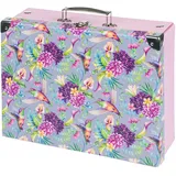 Baagl Kinderkoffer für Spielzeug und Schulbedarf, Pappkoffer, Spielzeugkoffer, Spielkoffer, Faltbarer Kinder Koffer, Faltkoffer, Klappkoffer mit Metalgriff (Kolibri)