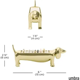 Umbra Dachsie Ringhalter, Moderner Ringhalter in Form eines Dackels für 9 Ringe, Messing