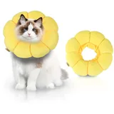 Katzen Halskrause - Schutzkragen Katze M - Weiche PP-Baumwolle - Verhindert Lecken und Beißen nach Operation - Für Erholung Kleiner Hunde und Katzen (Sonnenblume)