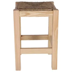 WellHome - Rustikale niedrige Bank aus Holz, unbehandelt 32,5x32,5x48,5 cm