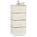 Relaxdays Regalsystem, 4 Stoff-Schubladen, universale Schubladenbox, Metall und Holz, HxBxT: 95 x 30 cm, beige
