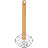 KitchenCraft World of Flavours Chinesische Schaumkelle als Schöpflöffel mit Bambusholzgriff - 33cm lang - Rostfreier Edelstahl - Suppenkelle - Drahtgeflecht