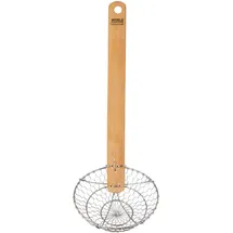 KitchenCraft World of Flavours Chinesische Schaumkelle als Schöpflöffel mit Bambusholzgriff - 33cm lang - Rostfreier Edelstahl - Suppenkelle - Drahtgeflecht