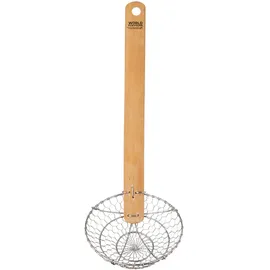KitchenCraft World of Flavours Chinesische Schaumkelle als Schöpflöffel mit Bambusholzgriff - 33cm lang - Rostfreier Edelstahl - Suppenkelle - Drahtgeflecht
