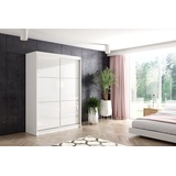 ALTDECOR Schiebetürenschrank VIVI (Kleiderschrank Aluminium-Leisten, Lacobel, Schiebetürenschrank) weiß 120 cm x 216 cm x 61 cm