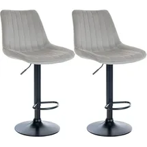CLP 2er Set Barhocker Toni Samt I Höhenverstellbarer Barstuhl Mit Metallgestell I Thekenhocker Mit Integrierter Fußstütze