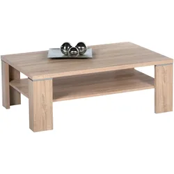 Couchtisch STOLKOM "Osaka Wohnzimmertisch, Eiche Sonoma Dekor, BxHxT 110x40x70 cm", sonoma eiche dekor, sonoma eiche dekor, sonoma eiche dekor, H:40cm, Tische, Ablageboden, Absetzungen alufarben, Klassisches Design