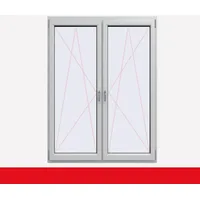 2-flüglige Balkontür Kunststoff Pfosten Lichtgrau beiseitig