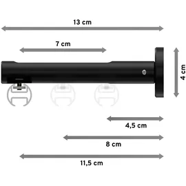 Interdeco GARDINENSTANGE INNENLAUF Siteno Elanto 480 cm (geteilt in 3 x 160 cm), 1-läufig, 20 mm Ø Schwarz