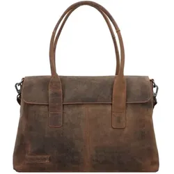 Plevier Retro Lamarr Schultertasche Leder 45 cm Laptopfach  braun