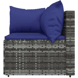 vidaXL 4-tlg. Garten-Lounge-Set mit Kissen Grau Poly Rattan