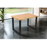 Esstisch 140x80 cm Baumkante Holz Wildeiche-Optik U-Gestell Metall schwarz JOSY - Naturbelassen