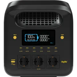 aqiila S1800V2 Powerstation 24Ah LiFePO 4 Schwarz, Gelb Statusanzeige, LED Taschenlampe