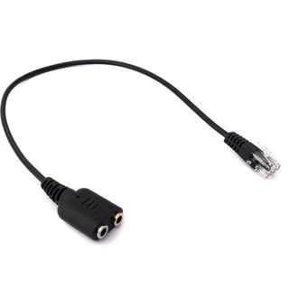 System-S Telefon Headset Adapter 20cm RJ9 Stecker zu 2X 3,5 mm Klinke Audio Kabel Schwarz