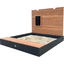 Axi Holzsandkasten Mandy XXL mit Sitzbank, Stauraum, Deckel & Kreidetafel Anthrazit/Braun