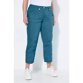 Ulla Popken 7/8-Cargohose Krempelriegel Komfortbund Blau 62