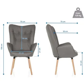 hjh living Sessel HAVENIO I Stoff Grau