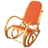 MCW Schaukelstuhl Gallarate, Schwingsessel Fernsehsessel, Massiv-Holz - Eiche-Optik, Stoff/Textil orange