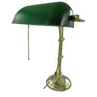 Linoows Bankerlampe, Schreibtischlampe, Hochwertige Tisch-Lampe, Messing, Grüner Schirm