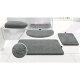 Bruno Banani Badematte Lana, Badvorleger, Badezimmer Teppich, Höhe 25 mm, rutschhemmend beschichtet, schnell trocknend, strapazierfähig, fußbodenheizungsgeeignet, Polyacryl, rechteckig, Badteppich, Badematten, unifarben, auch als 3 teiliges Set & rund grau rechteckig | 55 cm x 50 cm x 25 mm