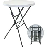Baumarktplus Stehtisch klappbar Ø 80 cm Tischplatte Höhe 110 cm Stahlgestell Partytisch Bistrotisch in Weiß