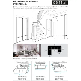 Cotta Wohnlandschaft COTTA "Orion U-Form, B: 409 cm", grau (anthrazit), B:409cm H:73cm T:225cm, 100% Polyester, Sofas, Wohnlandschaft, mit Kopfteilverstellung & 6 Nierenkissen