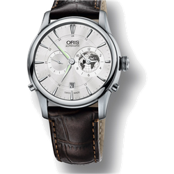 Oris Culture Greenwich Mean Time Limited Edition 01 690 7690 4081-Set LS Kroko - silber,braun - 42mm