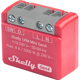 Shelly Relais 1PM Mini Gen4, 8 A, WLAN, Bluetooth, rot, 1 Stück