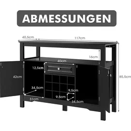 Costway Sideboard 116 x 82 x 40 cm Schwarz