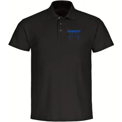 multifanshop Poloshirt - Darmstadt - Herzschlag - Druck blau - Polo
