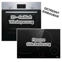 Bosch Einbau-Backofen Edelstahl Teleskopauszug + Flex-Induktionskochfeld 77cm