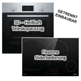 Bosch Einbau-Backofen Edelstahl Teleskopauszug + Flex-Induktionskochfeld 77cm