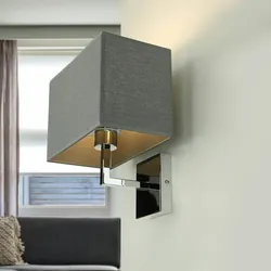 Licht-Erlebnisse Wandlampe HOTEL E27 max. 60W Chrom Grau Metall Stoff LE55394