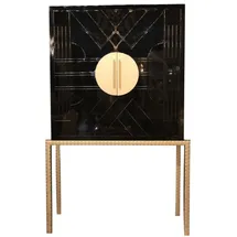 Casa Padrino Barschrank 120 x 40 x 190 cm Schwarz/Messingfarben