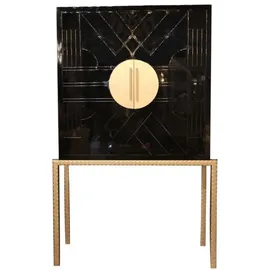 Casa Padrino Barschrank 120 x 40 x 190 cm Schwarz/Messingfarben