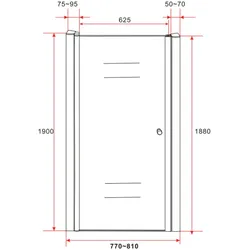 Aloni Duschtür/Nischentür Dusche 80cm 6mm 77-81x1900mm