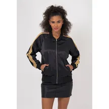 Freshlions Bomberjacke "Aurelia", Damen, Gr. S, schwarz, 100% Polyester, unifarben, lang, Rundhals, Jacken Bomberjacke, im sportlichen Design