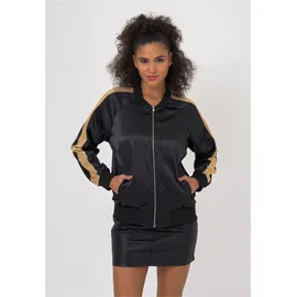 Freshlions Bomberjacke "Aurelia", Damen, Gr. S, schwarz, 100% Polyester, unifarben, lang, Rundhals, Jacken Bomberjacke, im sportlichen Design
