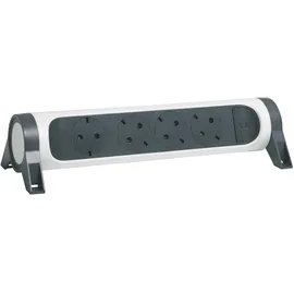 Legrand LEGRAND, Drehbare Steckdosenleiste, 4-fach Steckdose, Mehrfachsteckdose, Wand- oder Tischmontage, LED-Ein/Aus-Schalter, ohne Kabel, Ultraweiß/Dunkelgrau, 694544