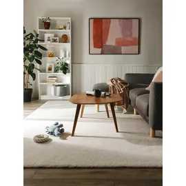 benuta nest Waschbarer Hochflor Shaggyteppich Melvin Cream 140x200 cm - Hochflor Teppich für Wohnzimmer