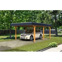 Skan Holz Walmdach Carport 409cm eiche hell Holzcarport