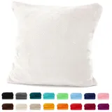 heimtexland ® Flanell Kuschel Kissen Super Soft Dekokissen Plüsch Typ380 Kissenhülle Creme 48x48 cm