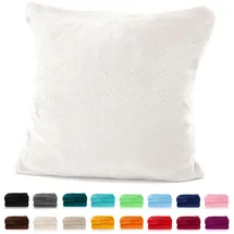 heimtexland ® Flanell Kuschel Kissen Super Soft Dekokissen Plüsch Typ380 Kissenhülle Creme 48x48 cm
